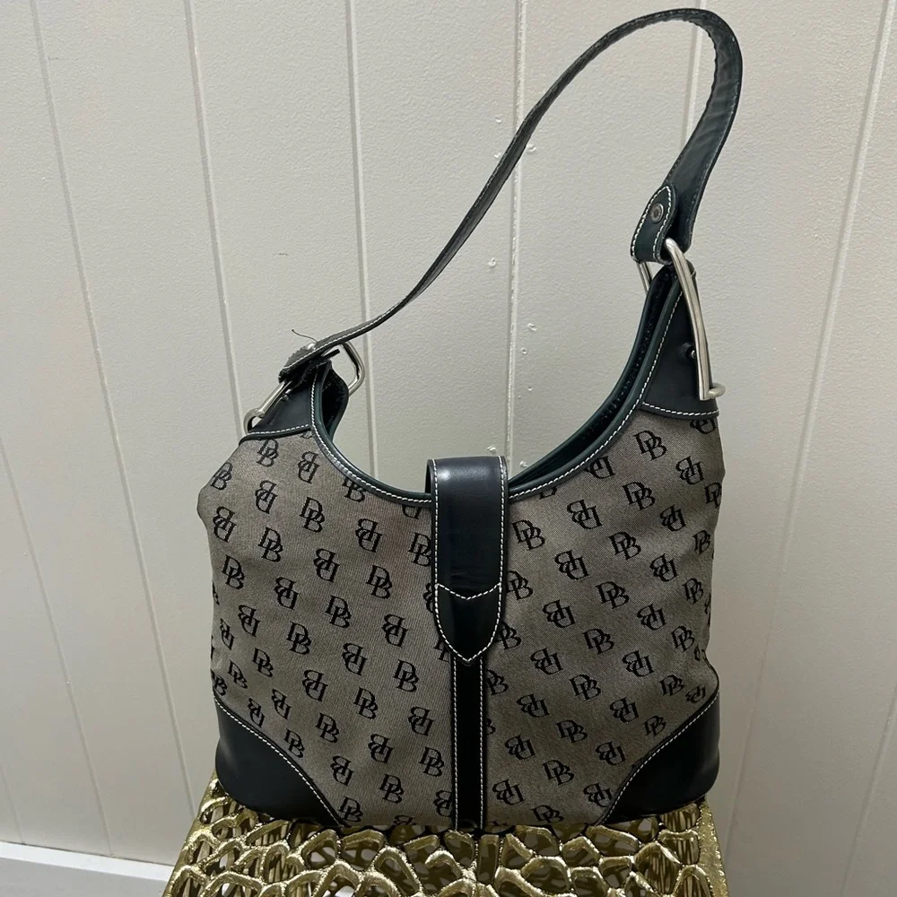 Dooney & Bourke Black and Gray Monogram Shoulder Bag